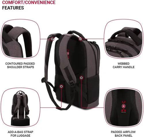 Miniatura 2 de SwissGear 5668 Mochila para portátil, gris oscuro jaspeado, 18.25 pulgadas