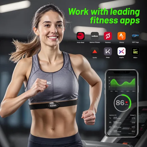 Miniatura 4 de EZON Heart Rate Monitor Chest Strap, Bluetooth 5.1 & ANT+ Sensor, 3ATM Waterproof, Compatible with Garmin, Wahoo, Polar, Strava for Running