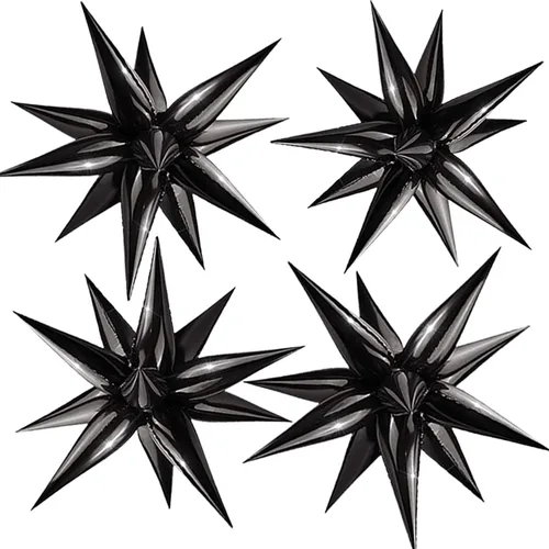 FUNTOOB Globos de estrella negra, globo metálico de papel de aluminio, globos de cono negro, globo con forma de estrella en explosión para