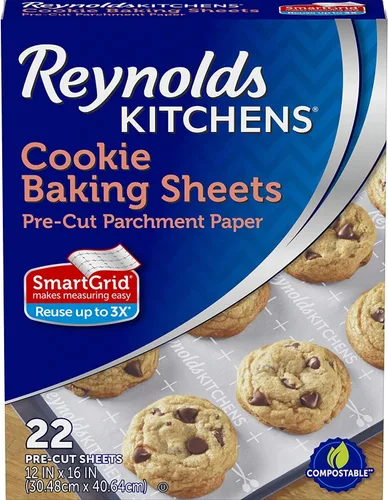 Miniatura 2 de Reynolds Kitchens Hojas para hornear galletas, papel pergamino precortado (22 hojas, paquete de 2)
