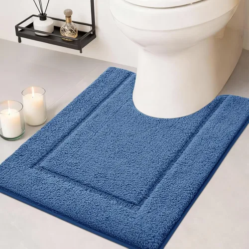 Miniatura 24 de Juego de alfombras de baño de 3 piezas de color blanco hueso, ultra suave, gruesa, esponjosa, microfibra absorbente, parte trasera antideslizante