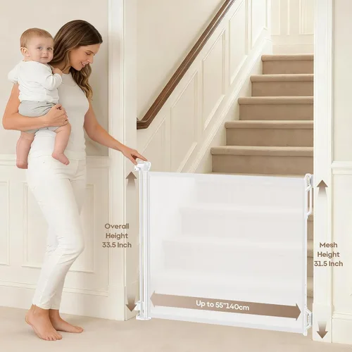 Miniatura 2 de Spaceany Puerta retráctil de seguridad para bebés o puerta de malla para perros, puerta retráctil de malla portátil duradera, fácil de usar