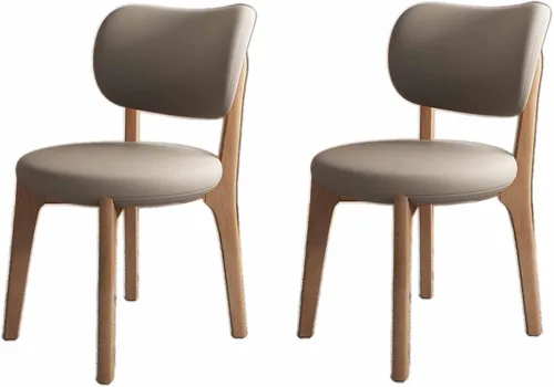 Miniatura 31 de Juego de 2 sillas de comedor tapizadas de cuero suave, sillas de comedor de madera maciza, con asiento acolchado y patas de madera para cocina, sala