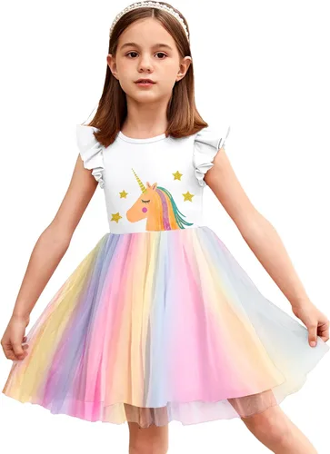 Arshiner Vestido tutú para niñas pequeñas, vestidos de verano esponjosos, vestidos casuales de fiesta de tul para niños de 2 a 6 años