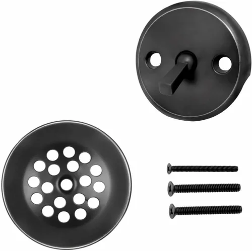 Kit de drenaje de bañera con colador de palanca de viaje - Placa frontal de desbordamiento de 2 agujeros, tornillos a juego - Juego de repuesto de