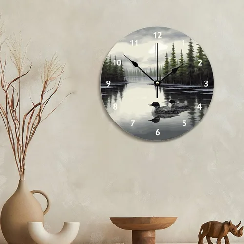 Miniatura 5 de Loon - Reloj de pared rústico de madera de estilo chic de 10 pulgadas, silencioso, sin tictac, funciona con pilas, para sala de estar, dormitorio
