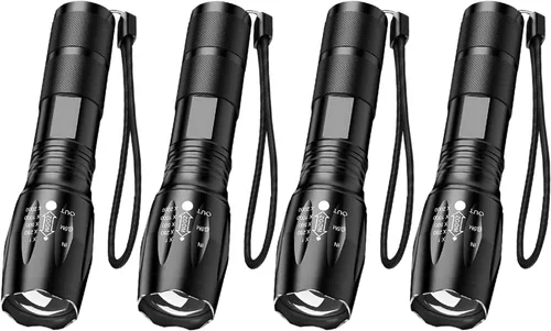 Miniatura 13 de Linterna LED de alto lúmenes, paquete de 5 linternas tácticas para camping, senderismo, pasear perros - Potentes linternas de emergencia con 5 modos