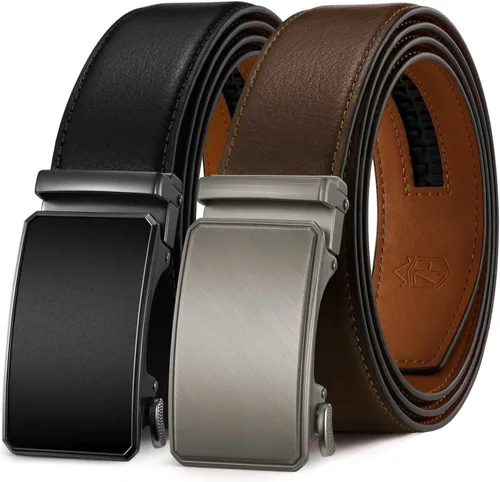 Miniatura 18 de Zitahli - 2 paquetes de cinturón de trinquete de cuero para hombre, cinturón de regalo para hombre, para vestir y casual, ajuste para adaptarse