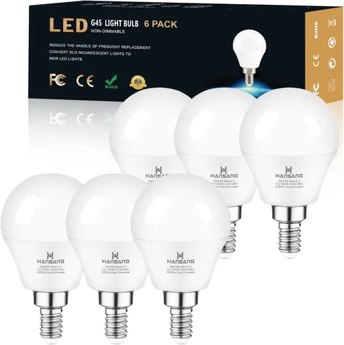 Bombillas LED E12 para ventilador de techo de 6000 K, luz diurna fría, equivalente a 6 W, equivalente a 60 vatios, bombillas A15 con base de