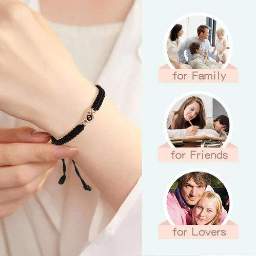 Miniatura 5 de SUPHELPU Pulseras personalizadas con imagen en el interior, pulseras personalizadas para parejas con fotos, foto circular, hecha a mano, cuerda
