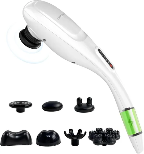 MEGAWISE Masajeador inalámbrico para espalda, hombros, cintura, piernas, batería recargable de 3200mAh, 5 velocidades y 5 +2 nodos de masaje 5 nodos