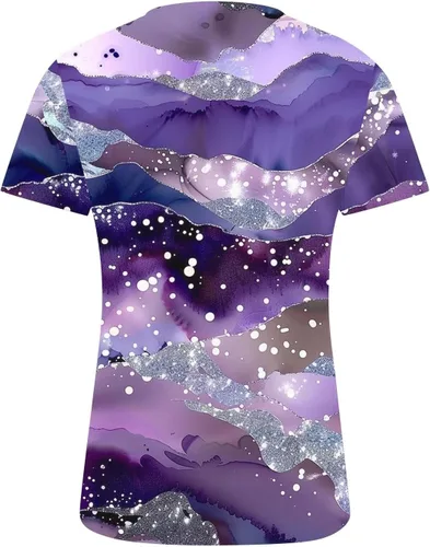 Miniatura 32 de Summer Shirts for Women 2025 Plus Size Short Sleeve Henley Tops Marble Floral Loose Tshirt Tee Casual Dressy Tunics