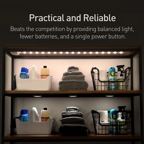 Miniatura 3 de POWER PRACTICAL Luminoodle - Tira de luz LED para debajo del gabinete, tira de luz LED para estantes, armarios de cocina y muebles, 1 paquete luz