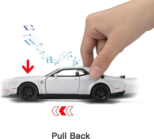 Miniatura 3 de SASBSC Modelo de Coche de Juguete para Niños, Escala 1:32, Desplazamiento hacia atrás con Sonido y Luz, Coches de Juguete de Metal Fundido