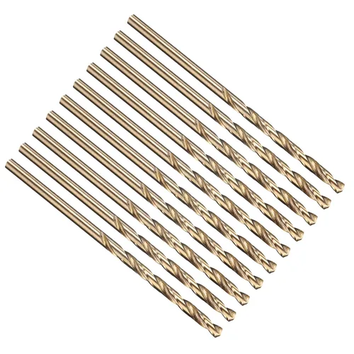 Miniatura 256 de PATIKIL Broca Jobber de 0.039 in, vástago recto M35 cobalto 5% acero de alta velocidad 135° acabado dorado para metal duro de acero inoxidable - 2
