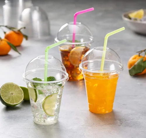 Miniatura 5 de [50 juegos de 12 onzas] Vasos de plástico transparente para mascotas con tapas de cúpula para café helado, bebidas frías, batidos, tazas
