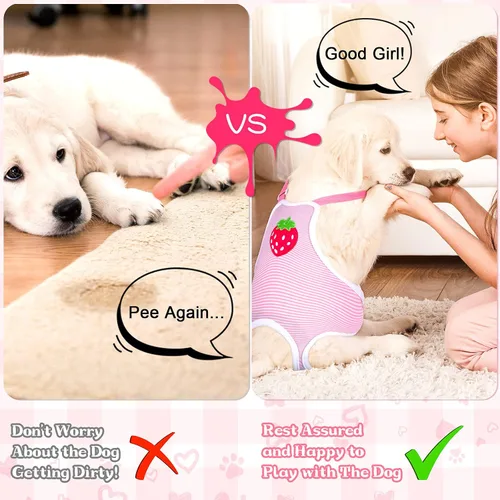 Miniatura 3 de Nuanchu 3 piezas de pañales sanitarios para perras con tirantes ajustables, pañales lavables y reutilizables para perros pequeños, medianos