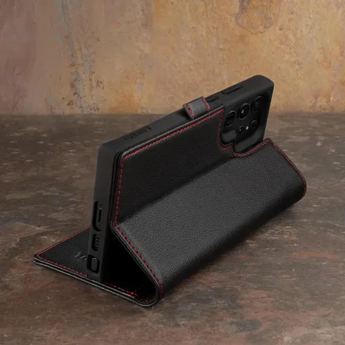 Miniatura 3 de TORRO Funda compatible con Samsung Galaxy S23 Ultra 5G – Funda de cuero premium tipo cartera con función atril y ranuras para tarjetas (negro)