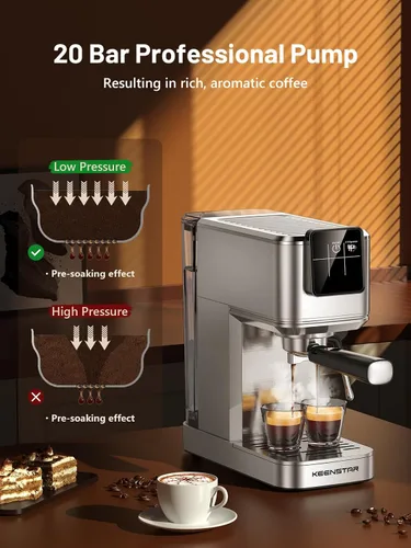 Miniatura 3 de Máquina de espresso KEENSTAR de 20 bares con preparación rápida de café frío, máquina de café caliente y helado, máquina de espresso con espumador