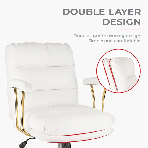 Miniatura 4 de KLASIKA Paquete de 2 sillas ergonómicas de escritorio de oficina para personas pesadas con ruedas y brazos, silla de computadora de piel sintética