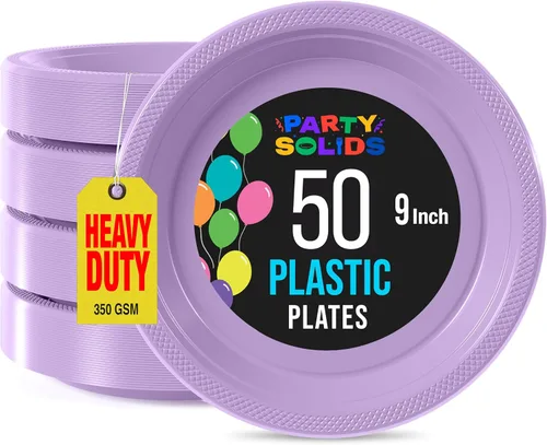 Miniatura 33 de Exquisite Party Solids - Platos de plástico naranja para suministros de fiesta, platos desechables de 10 pulgadas, 50 piezas, juego de vajilla