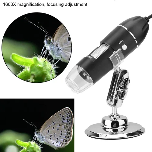 Miniatura 3 de Microscopio USB, 50X-500X 0.3MP Microscopio LED Lupa USB para computadora con soporte para verificación industrial de PCB, evaluación de joyas