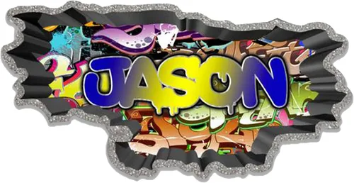 Miniatura 16 de Calcomanía de pared de graffiti con borde de hormigón profundo, calcomanía de vinilo personalizada (MYS107-S)