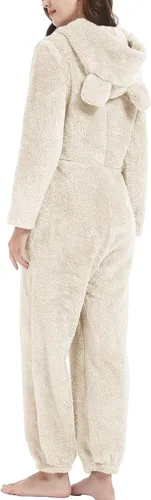 Miniatura 7 de Pijama con capucha de forro polar para mujer, con cremallera, ropa de dormir con orejas
