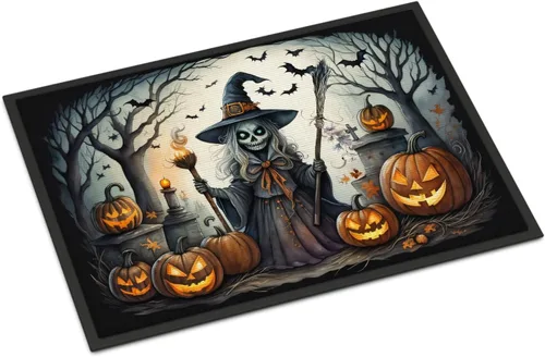 Miniatura 47 de Caroline's Treasures DAC2223MAT - Felpudo espeluznante de Halloween con gato negro de 18 x 27 pulgadas, tapete para puerta delantera