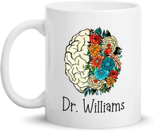 Brains Neuro Floral Taza, Taza De Café De Neurociencia, Taza De Cerebro Floral Personalizada Para Neurólogo, Regalo De Neurocirujano, Taza De