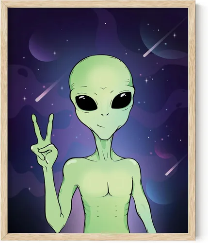 Miniatura 14 de HAUS AND HUES Trippy - Póster de alienígena - Decoración de habitación extraterrestre genial, póster psicodélico, arte de pared de alienígena