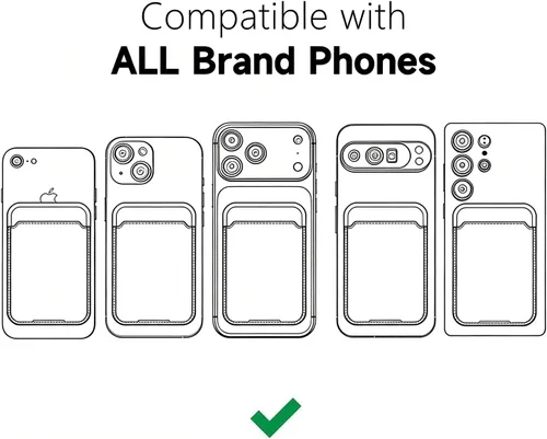 Miniatura 2 de oakxco Billetera para teléfono adhesiva, delgada y delgada con adhesivo para tarjetas de crédito, bolsillo trasero del teléfono, funda de plástico