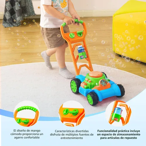 Miniatura 5 de SLOOSH - Cortacésped de burbujas para niños pequeños - Máquina de burbujas a prueba de derrames, juguete de juego de jardinería simulada para niños