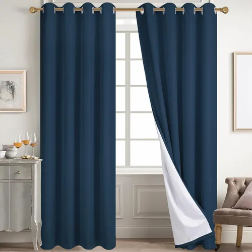 Miniatura 116 de Diraysid Cortinas 100% opacas de lino beige para dormitorio, con ojales, aislamiento térmico, cortinas de oscurecimiento de habitación