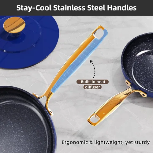 Miniatura 6 de Nuwave Lux LE - Juego de utensilios de cocina de 13 piezas con elegante mango dorado, cerámica antiadherente con infusión de diamante, sin PFAS