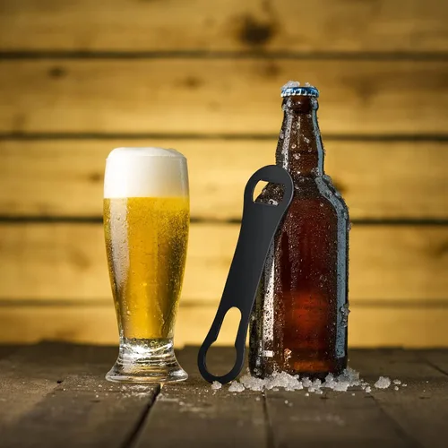 Miniatura 5 de Paquete de 2 abrebotellas y removedor de boquilla de vertido, barra de metal plana, abridor de llaves de velocidad de acero inoxidable, abrebotellas