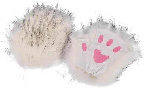 Miniatura 94 de Guantes de garra para disfraz de Halloween, medio dedo, lobo, oso, gato, guantes, guantes de piel sintética para mascarada, cosplay, utilería de mano