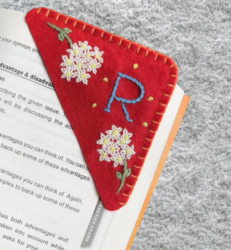 Miniatura 27 de Marcapáginas de esquina bordadas a mano personalizadas, Marcadores para mujeres, Marcador personalizado para los amantes de los libros, lindo Verde