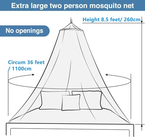 Miniatura 2 de AIFUSI Mosquitera para cama, cama King Size Canopy cortina colgante, aro, redondo de princesa, toldo transparente para cama para todos los niños