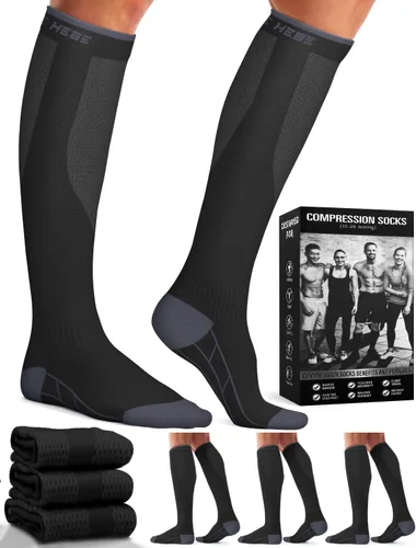 Miniatura 131 de Paquete de 3 pares de calcetines de compresión médica para mejorar la circulación de mujeres y hombres, para correr, hacer deporte y amamantar