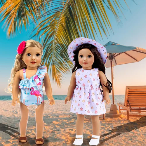 Miniatura 6 de ebuddy Juego de 10 piezas de ropa para muñeca de 18 pulgadas - Conjunto de moda apto para muñeca de 18 pulgadas (Solo ropa)