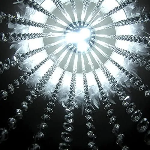 Miniatura 5 de Lámpara de techo moderna colgante de cristal plumas blancas, lámpara de techo, bombilla dormitorio, accesorios, 27.6 * 33.1 in