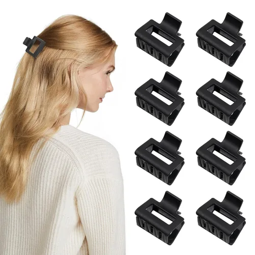 Ivyu Pinzas para el cabello – 8 paquetes de pinzas pequeñas negras para mujeres, mini pinzas para el cabello de 1.57 pulgadas, accesorios de peinado