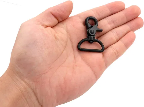 Miniatura 4 de BIKICOCO Gancho giratorio de 1 pulgada, cierre de pinza de langosta, clip de resorte, extremo de anillo en D, negro, paquete de 20 negro x 20 piezas