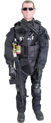Miniatura 4 de BJPEY Figuras de acción de 12 pulgadas, juguete de figura de soldado flexible con soporte 1:6 (SWAT)