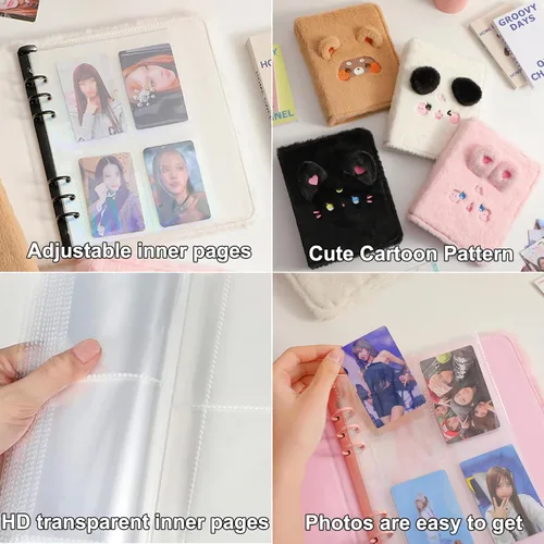 Miniatura 5 de Carpeta A5 de dibujos animados de felpa para tarjetas fotográficas con 20 fundas interiores de 3 pulgadas para álbumes de fotos en hojas sueltas