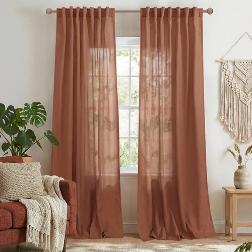 Miniatura 53 de Cortinas de lino azul claro de 90 pulgadas de largo para sala de estar, dormitorio de niñas, guardería, decoración acogedora de verano, bolsillo
