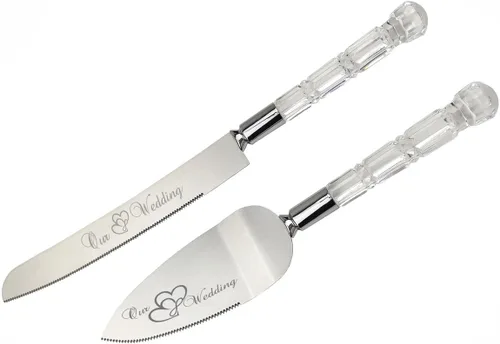 Miniatura 4 de GIFTS INFINITY Nuestros corazones entrelazados de boda, lazo de mango de plástico de cristal transparente, bonito regalo y gran artículo de Beige