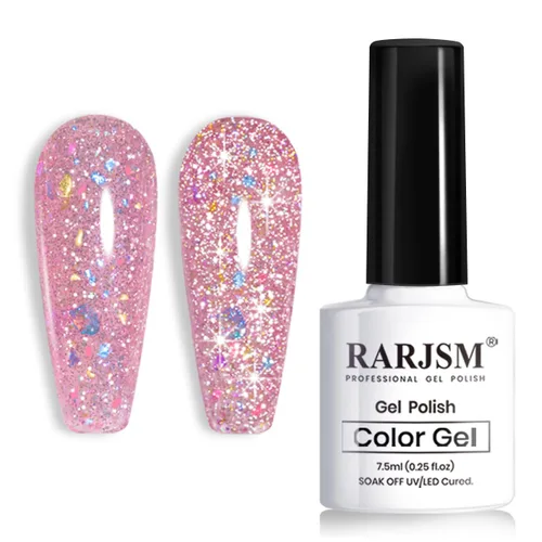 Miniatura 12 de RARJSM Esmalte de uñas de gel con purpurina roja reflectante holográfica, destellos de arco iris, diamantes brillantes, LED, UV, secado con lámpara