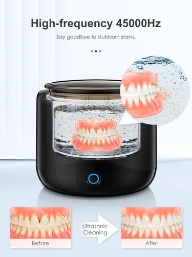 Miniatura 2 de Limpiador ultrasónico de retenedores, máquina limpiadora de retenedores de 45 kHz para dentaduras, protectores bucales, alineadores, frenos